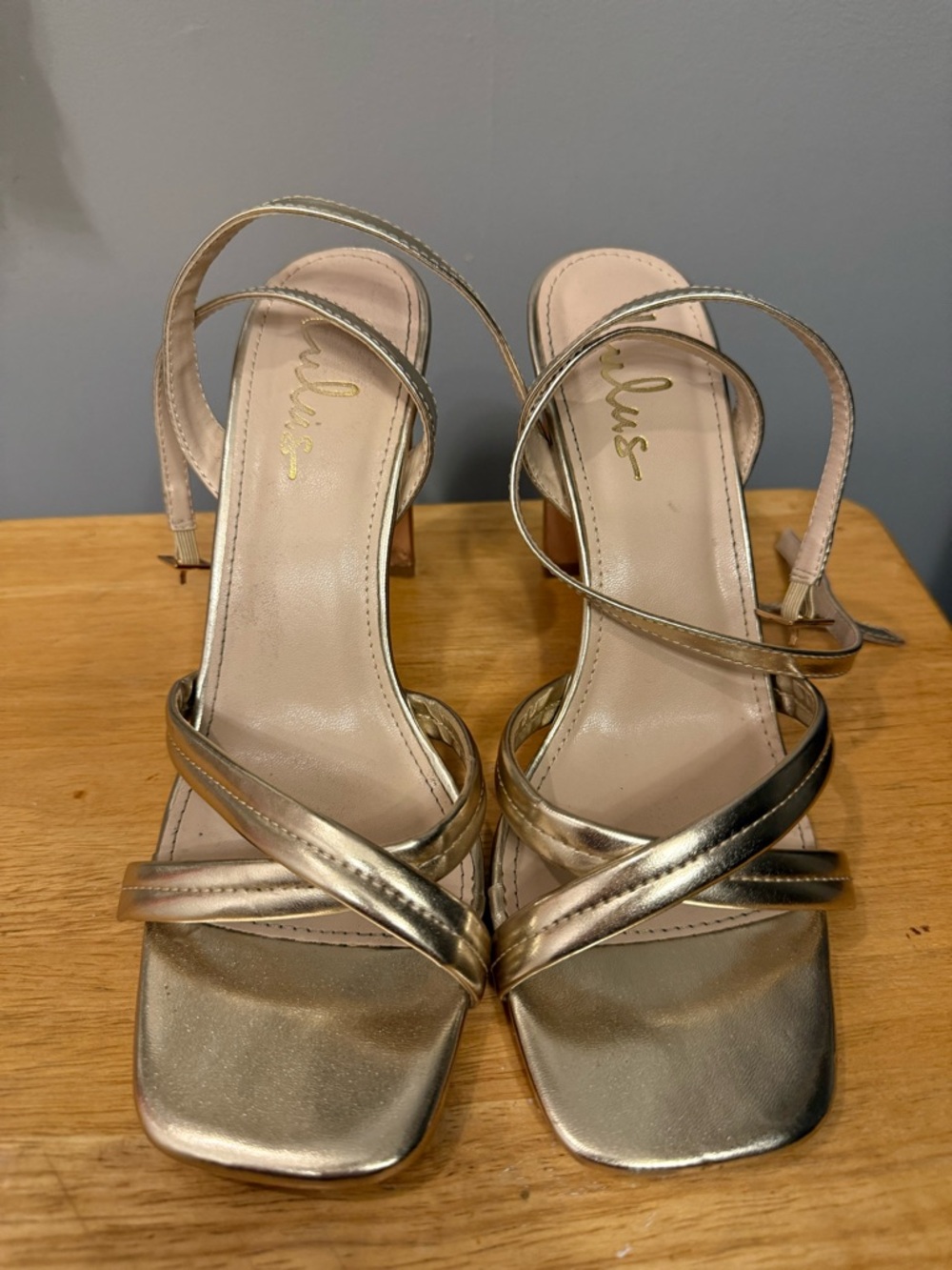 Gold heels with ankle strap